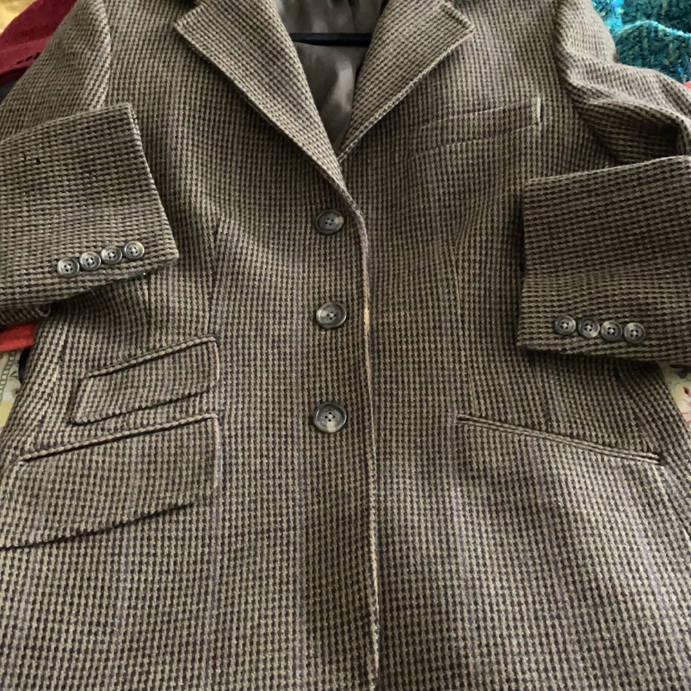 Lauren Ralph Lauren Equestrian Houndstooth Wool Blazer Size 10 - Picture 11 of 14